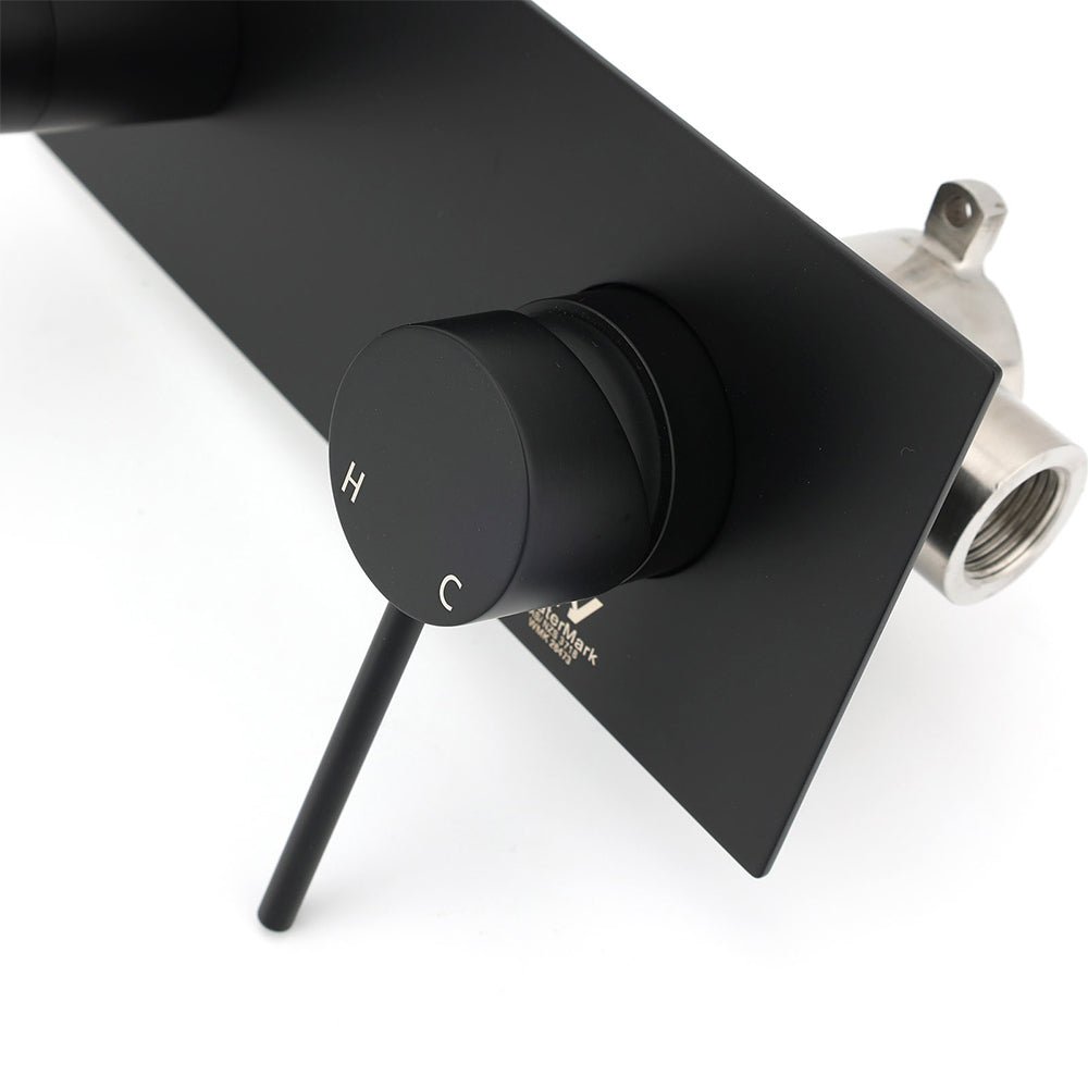 Matt Black Round Basin Mixer Bathtub Wall Mounted Faucet Tap Laundry Spout Set - Furniture > Bathroom > Shower Heads & Screens - Rivercity House & Home Co. (ABN 18 642 972 209) - Affordable Modern Furniture Australia