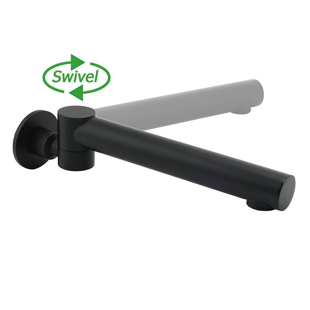 Matt Black Round Basin Wall Mounted Spout Faucet Outlet 180° Swivel Tap Watermark - Furniture > Bathroom > Shower Heads & Screens - Rivercity House & Home Co. (ABN 18 642 972 209) - Affordable Modern Furniture Australia