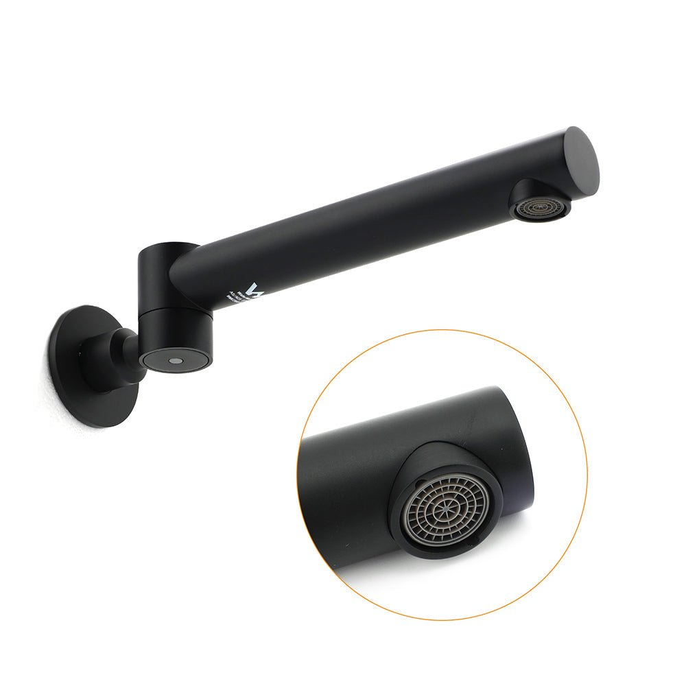 Matt Black Round Basin Wall Mounted Spout Faucet Outlet 180° Swivel Tap Watermark - Furniture > Bathroom > Shower Heads & Screens - Rivercity House & Home Co. (ABN 18 642 972 209) - Affordable Modern Furniture Australia