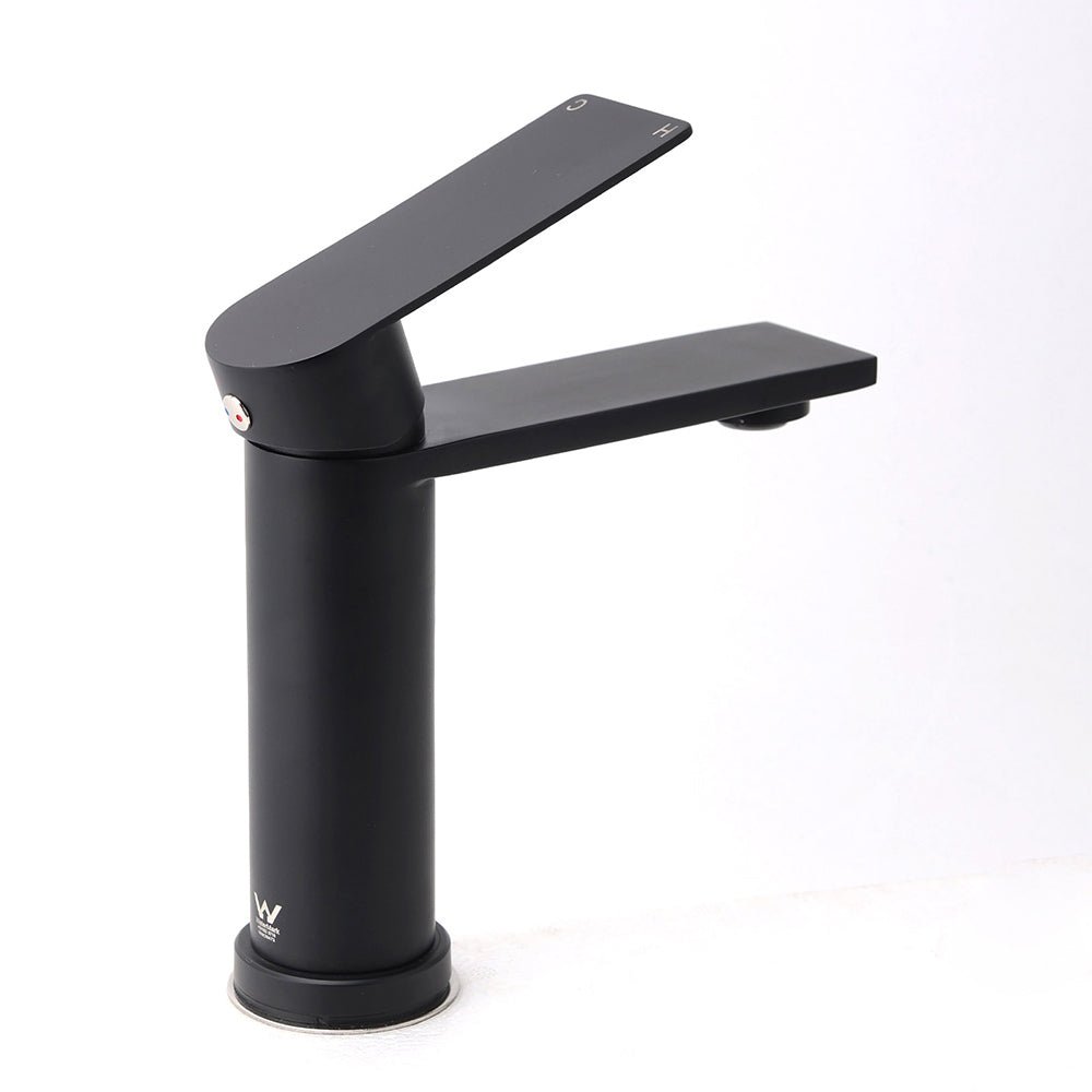 Matt Black Round Bathroom Basin Mixer Vanity Sink Faucet Spout Laundry Tap WELS - Furniture > Bathroom > Shower Heads & Screens - Rivercity House & Home Co. (ABN 18 642 972 209) - Affordable Modern Furniture Australia