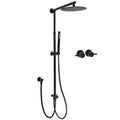 10" Matte Black Round Dual Shower Set with Rain Head, Handheld, Sliding Rail & Twin Taps - Black