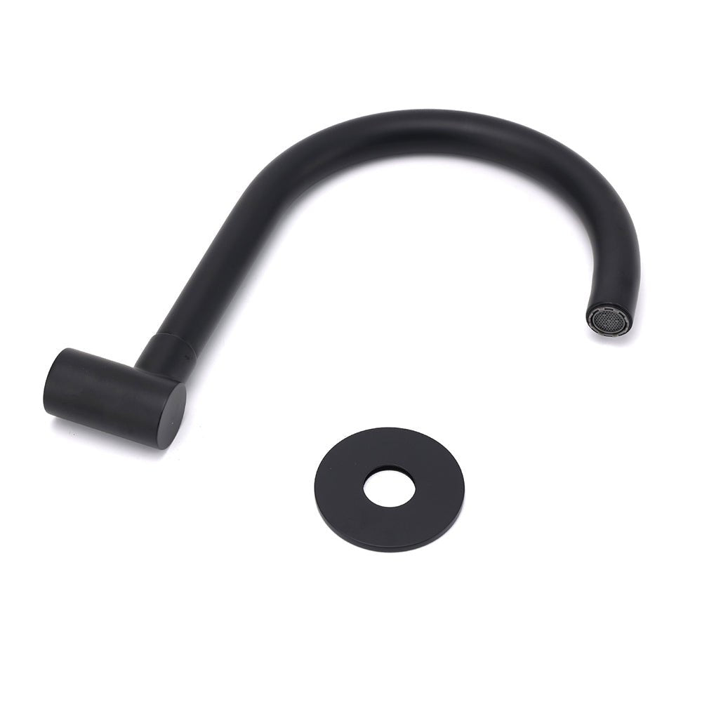 Matt Black Round Gooseneck Arm Faucet Outlet Wall Mounted Bath Tub Filler Spout - Furniture > Bathroom > Shower Heads & Screens - Rivercity House & Home Co. (ABN 18 642 972 209) - Affordable Modern Furniture Australia