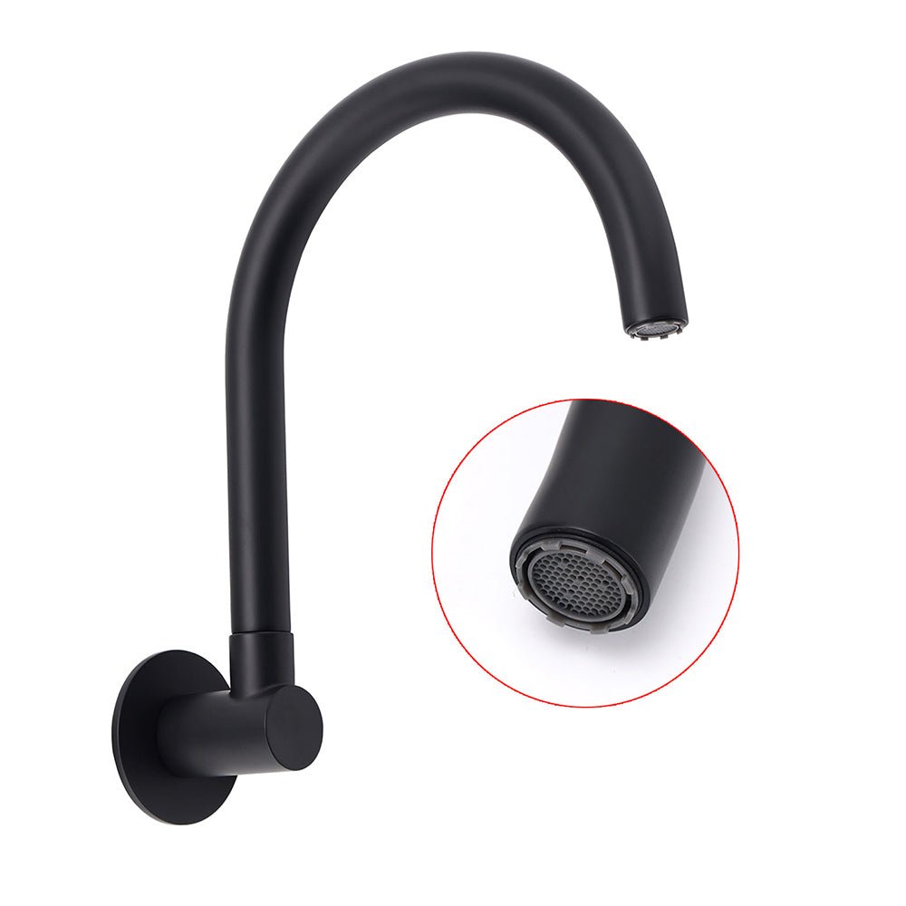 Matt Black Round Gooseneck Arm Faucet Outlet Wall Mounted Bath Tub Filler Spout - Furniture > Bathroom > Shower Heads & Screens - Rivercity House & Home Co. (ABN 18 642 972 209) - Affordable Modern Furniture Australia