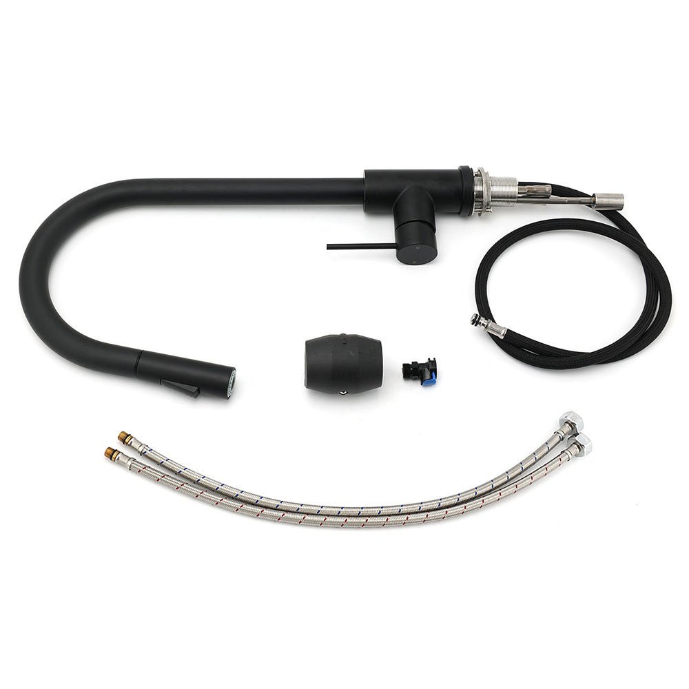 Matt Black Round Pull Out Down Kitchen Sink Tap Laundry Basin Mixer 2 Way Spout - Furniture > Bathroom > Shower Heads & Screens - Rivercity House & Home Co. (ABN 18 642 972 209) - Affordable Modern Furniture Australia