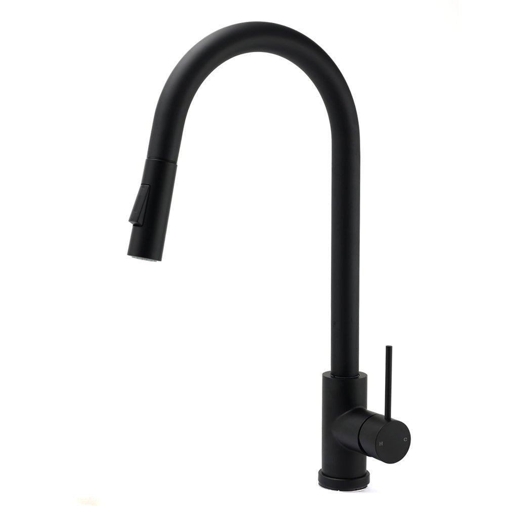Matt Black Round Pull Out Down Kitchen Sink Tap Laundry Basin Mixer 2 Way Spout - Furniture > Bathroom > Shower Heads & Screens - Rivercity House & Home Co. (ABN 18 642 972 209) - Affordable Modern Furniture Australia