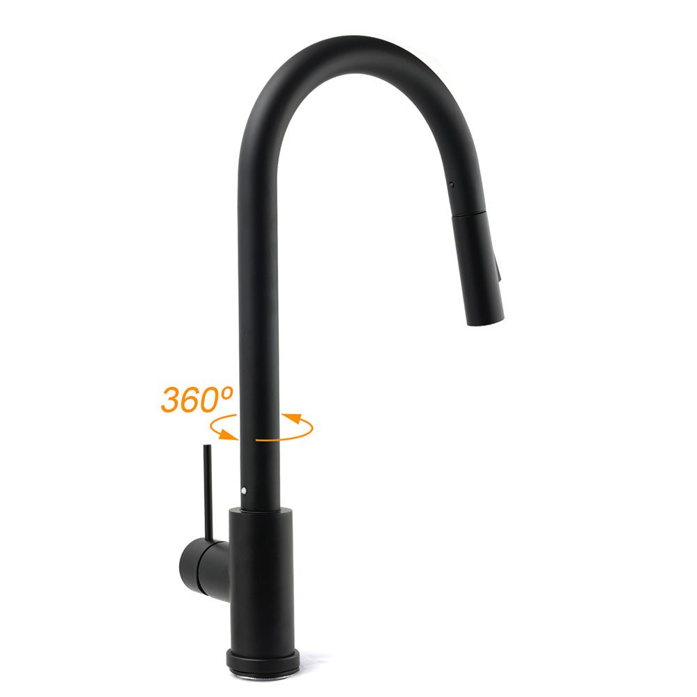 Matt Black Round Pull Out Down Kitchen Sink Tap Laundry Basin Mixer 2 Way Spout - Furniture > Bathroom > Shower Heads & Screens - Rivercity House & Home Co. (ABN 18 642 972 209) - Affordable Modern Furniture Australia