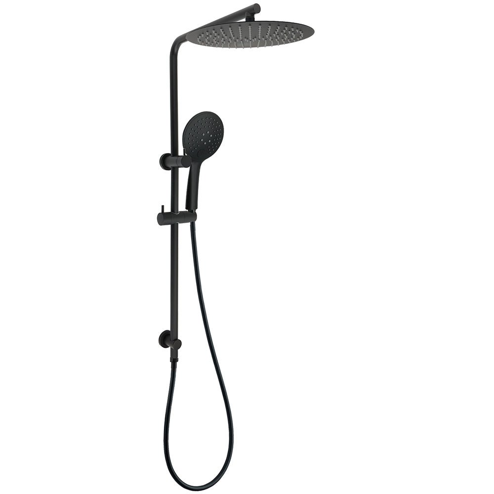 Matt Black Shower Set 12" Large Rain Head Handheld Sliding Rail Arm Round WELS - Furniture > Bathroom > Shower Heads & Screens - Rivercity House & Home Co. (ABN 18 642 972 209) - Affordable Modern Furniture Australia
