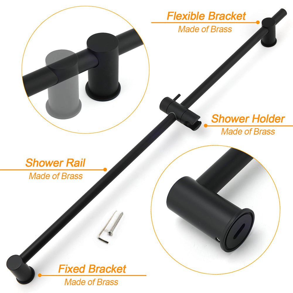 Matt Black Solid Brass 850mm Long Sliding Rail Bar Swivel Handheld Shower Holder - Furniture > Bathroom > Shower Heads & Screens - Rivercity House & Home Co. (ABN 18 642 972 209) - Affordable Modern Furniture Australia