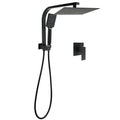 10" Matte Black Square 3-Mode Handheld & Rainfall Shower Head Twin Set with Mixer - Black
