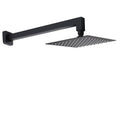 8" Matte Black Square Rainfall Shower Head with 400mm Brass Wall Mount Arm Set - Black