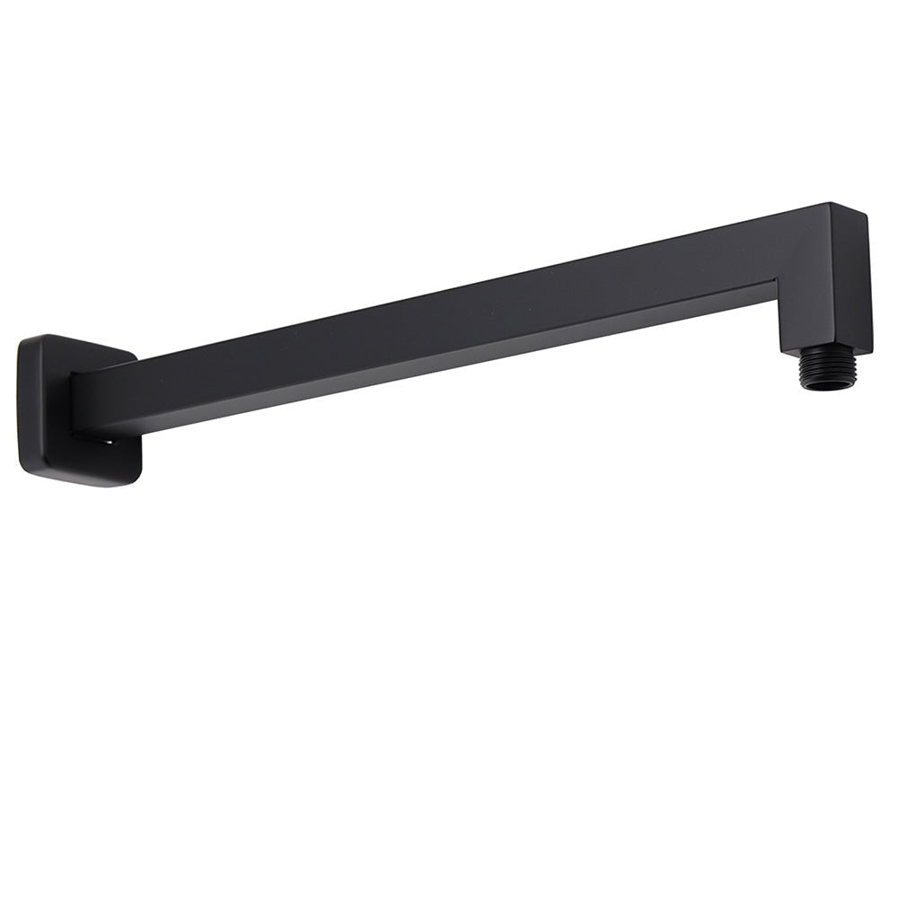 Matt Black Square 8" Rainfall Shower Head & 400mm Brass Straight Wall Mount Arm Set - Furniture > Bathroom > Shower Heads & Screens - Rivercity House & Home Co. (ABN 18 642 972 209) - Affordable Modern Furniture Australia