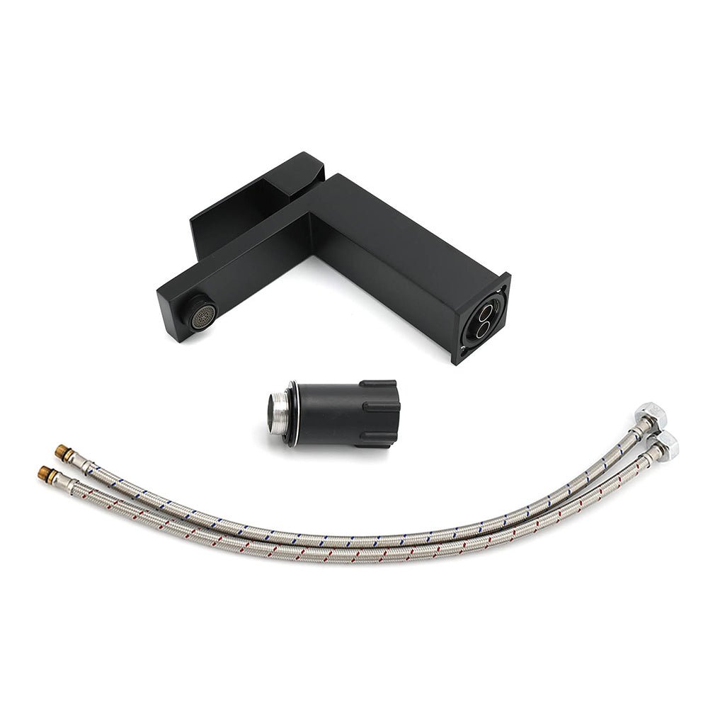 Matt Black Square Basin Counter Flick Mixer Tap Bathroom Vanity Faucet Outlet - Furniture > Bathroom > Shower Heads & Screens - Rivercity House & Home Co. (ABN 18 642 972 209) - Affordable Modern Furniture Australia