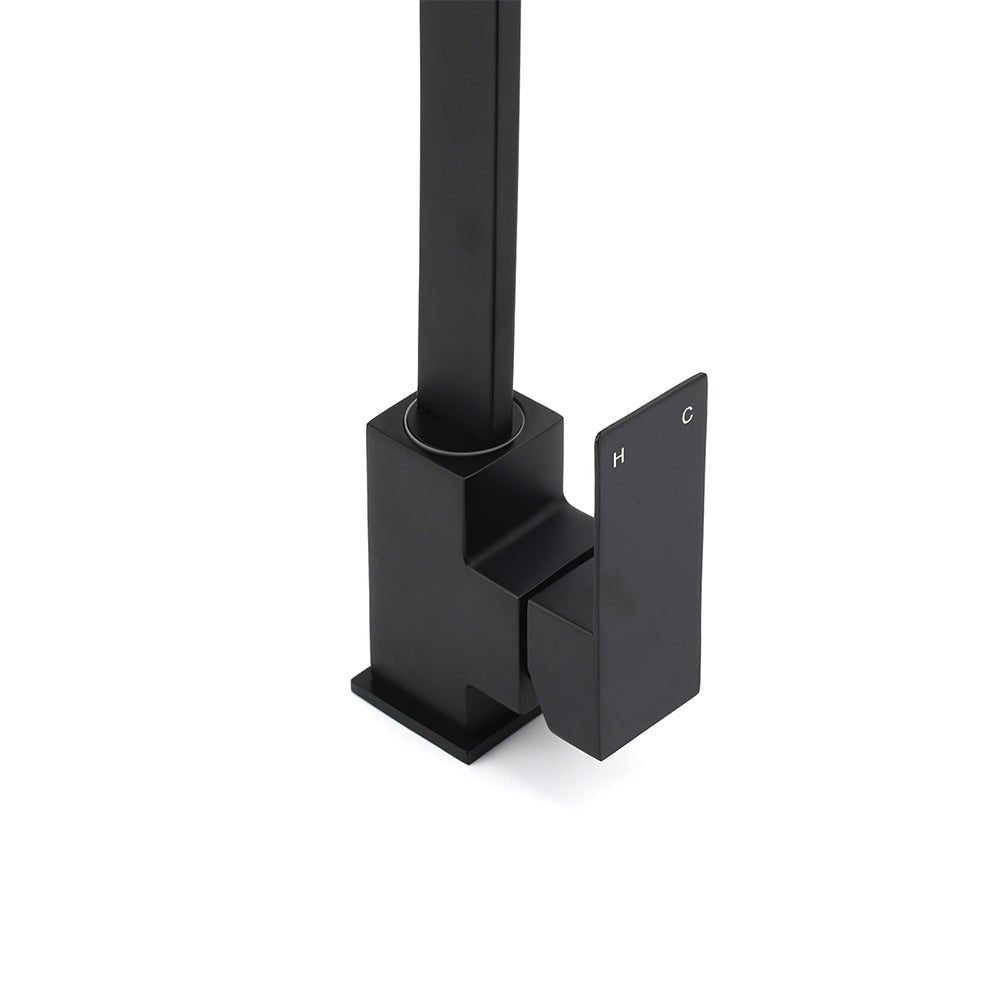 Matt Black Square Gooseneck 360 Swivel Laundry Sink Kitchen Mixer Faucet Tapware - Furniture > Bathroom > Shower Heads & Screens - Rivercity House & Home Co. (ABN 18 642 972 209) - Affordable Modern Furniture Australia