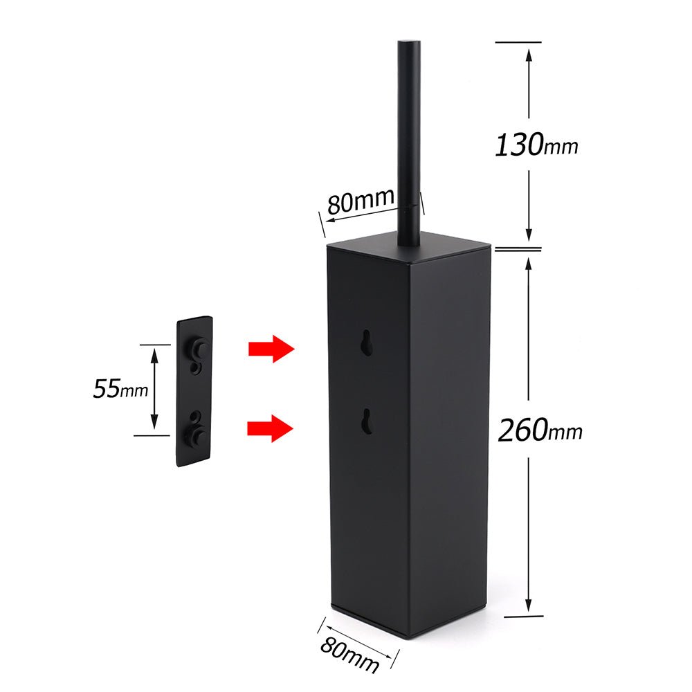 Matt Black Square Stainless Steel Bathroom Accessory Toilet Brush Holder Cup Set - Home & Garden > Bathroom Accessories > Shower Accessories - Rivercity House & Home Co. (ABN 18 642 972 209) - Affordable Modern Furniture Australia