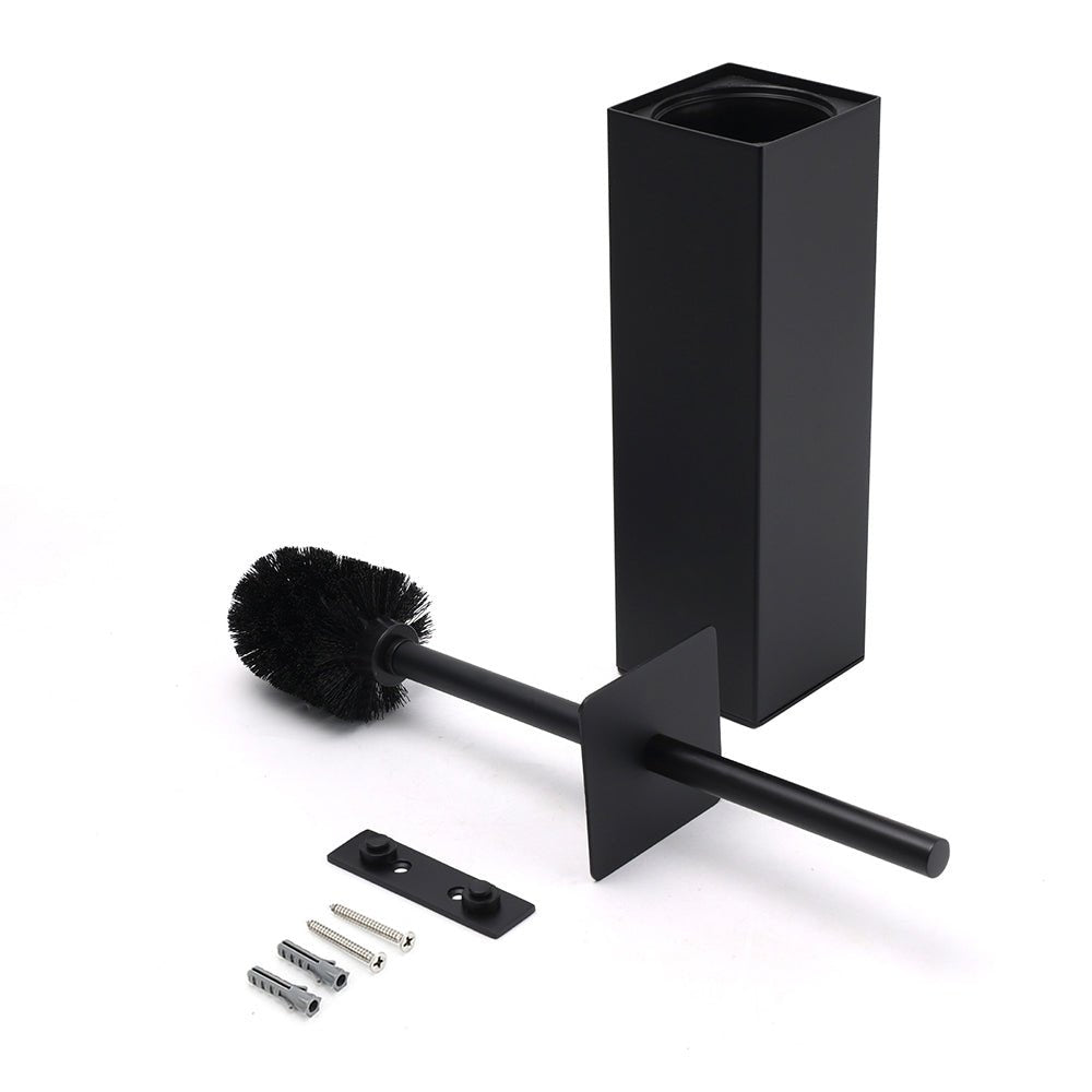 Matt Black Square Stainless Steel Bathroom Accessory Toilet Brush Holder Cup Set - Home & Garden > Bathroom Accessories > Shower Accessories - Rivercity House & Home Co. (ABN 18 642 972 209) - Affordable Modern Furniture Australia