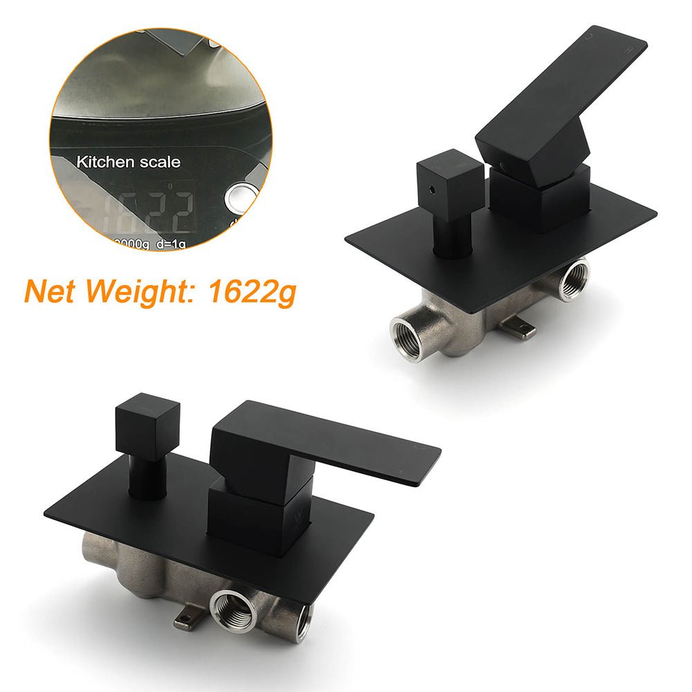 Matt Black Square Stainless Steel Shower Mixer 2 Way Bath Set Diverter Watermark - Furniture > Bathroom > Shower Heads & Screens - Rivercity House & Home Co. (ABN 18 642 972 209) - Affordable Modern Furniture Australia