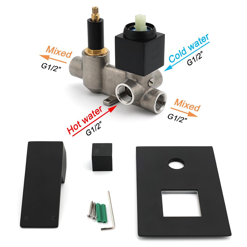 Matt Black Square Stainless Steel Shower Mixer 2 Way Bath Set Diverter Watermark - Furniture > Bathroom > Shower Heads & Screens - Rivercity House & Home Co. (ABN 18 642 972 209) - Affordable Modern Furniture Australia