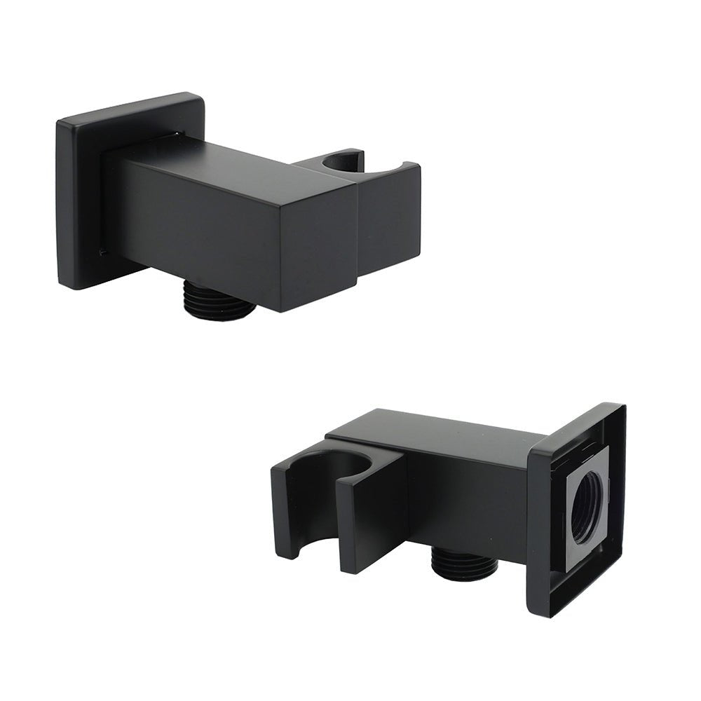 Matt Black Square Water Inlet Shower Head Bracket Adjustable Holder Wall Elbow Connector - Furniture > Bathroom > Shower Heads & Screens - Rivercity House & Home Co. (ABN 18 642 972 209) - Affordable Modern Furniture Australia