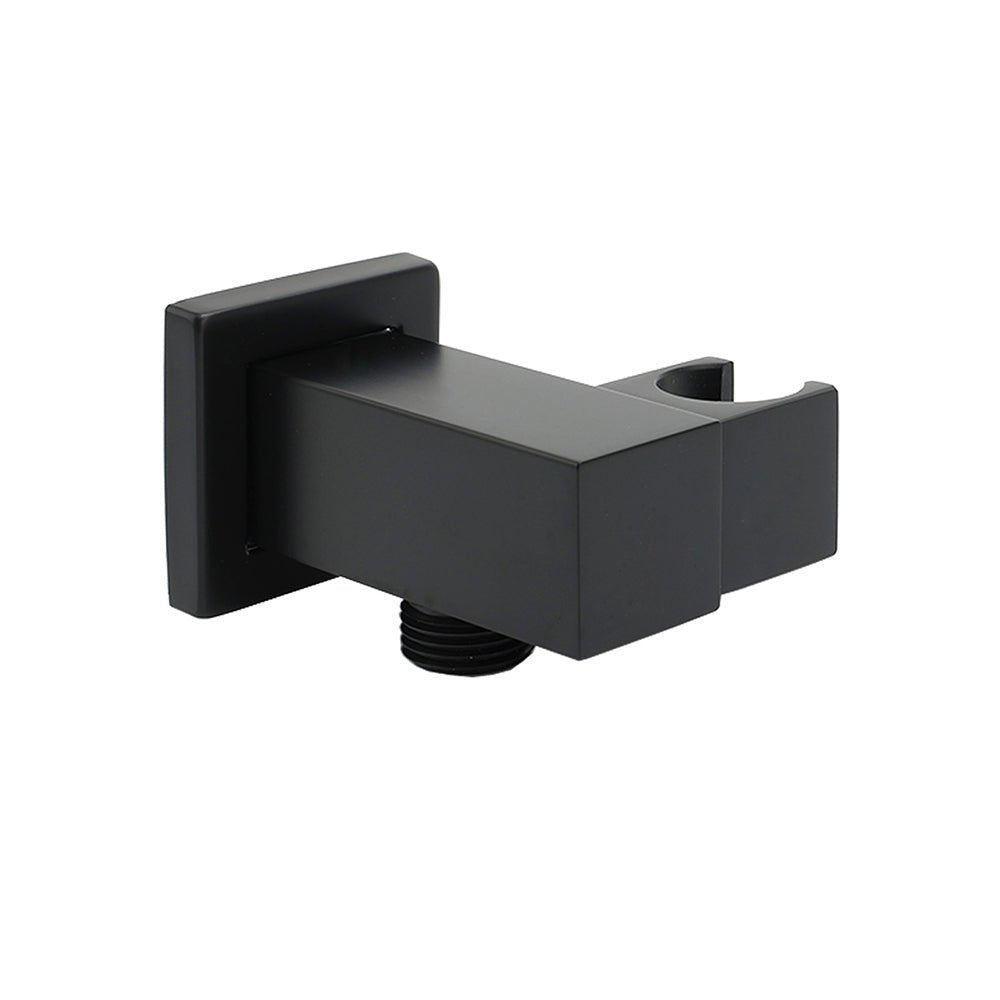 Matt Black Square Water Inlet Shower Head Bracket Adjustable Holder Wall Elbow Connector - Furniture > Bathroom > Shower Heads & Screens - Rivercity House & Home Co. (ABN 18 642 972 209) - Affordable Modern Furniture Australia