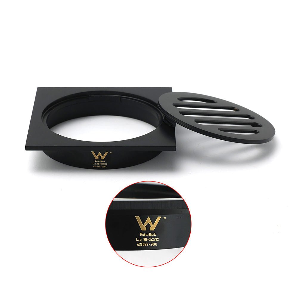 Matt Black Stainless Steel 85x85mm Small Square Shower Grate Floor Drain 72mm Outlet - Furniture > Bathroom > Shower Heads & Screens - Rivercity House & Home Co. (ABN 18 642 972 209) - Affordable Modern Furniture Australia