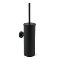 Round Stainless Steel Toilet Brush with Wall Holder Cup - Matte Black