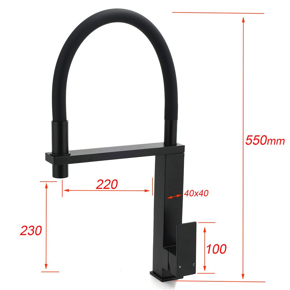 Matt Black Swivel Kitchen Sink Basin Mixer Swivel Faucet Tapware Pull Out Spout - Furniture > Bathroom > Shower Heads & Screens - Rivercity House & Home Co. (ABN 18 642 972 209) - Affordable Modern Furniture Australia