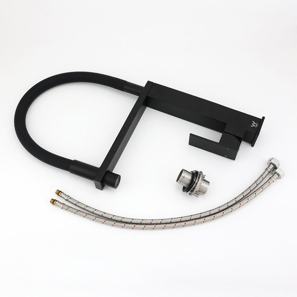 Matt Black Swivel Kitchen Sink Basin Mixer Swivel Faucet Tapware Pull Out Spout - Furniture > Bathroom > Shower Heads & Screens - Rivercity House & Home Co. (ABN 18 642 972 209) - Affordable Modern Furniture Australia