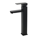 Tall Square Basin Mixer Faucet with Outlet for Vanity Laundry - Matte Black