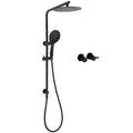 Matte Black 10" Twin Shower Head 3-Mode Handheld 2-in-1 Wall Rail Arm Taps - Black