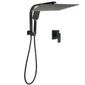 Matte Black 16" Extra Large Twin Shower Set with 3-Mode Handheld & Gooseneck Arm Mixer - Black