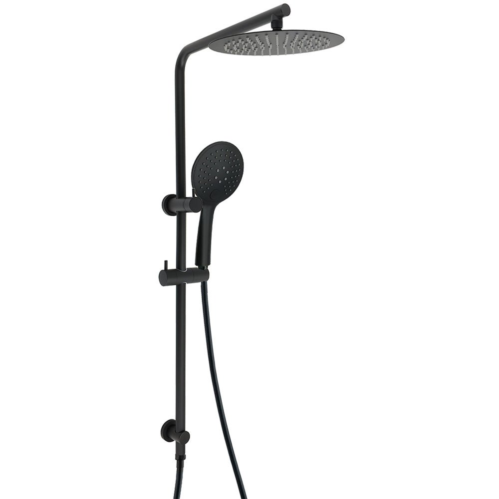 Matt Black Twin Shower Head 3 Modes Handheld 2in1 Wall Rail Arm Round 10 Inch - Furniture > Bathroom > Shower Heads & Screens - Rivercity House & Home Co. (ABN 18 642 972 209) - Affordable Modern Furniture Australia