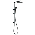 Twin Matte Black Shower Set with 10" Square Rain Head, 3-Mode Handheld & Wall Rail - Black