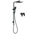 Matte Black Twin Shower Set with 10" Square Rain Head, 3-Mode Handheld, Wall Arm Rail & Taps - Black