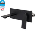 Wall Mounted Matte Black Basin Mixer Faucet with Slim Flat Spout - Black