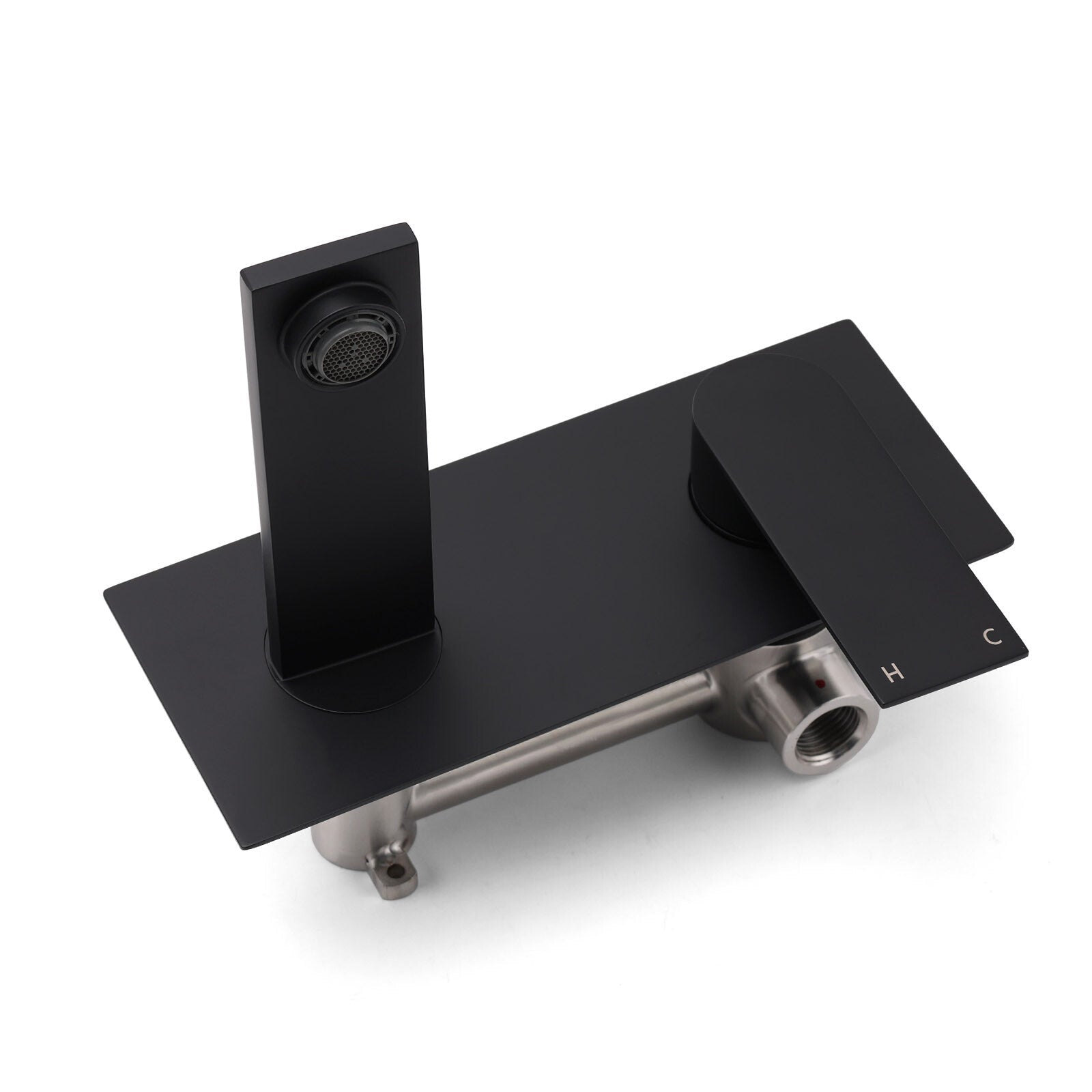 Matte Black Basin Mixer Bathroom Vanity Faucet Wall Mounted Tap Slim Flat Spout - Furniture > Bathroom > Shower Heads & Screens - Rivercity House & Home Co. (ABN 18 642 972 209) - Affordable Modern Furniture Australia