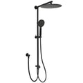 Large 12" Round Twin Shower Head Set with Handheld, Diverter, Wall Rail & Arm - Matte Black