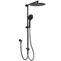 12" Large Twin Round Shower Head Set with Handheld, Diverter Rail & Wall Arm - Matte Black