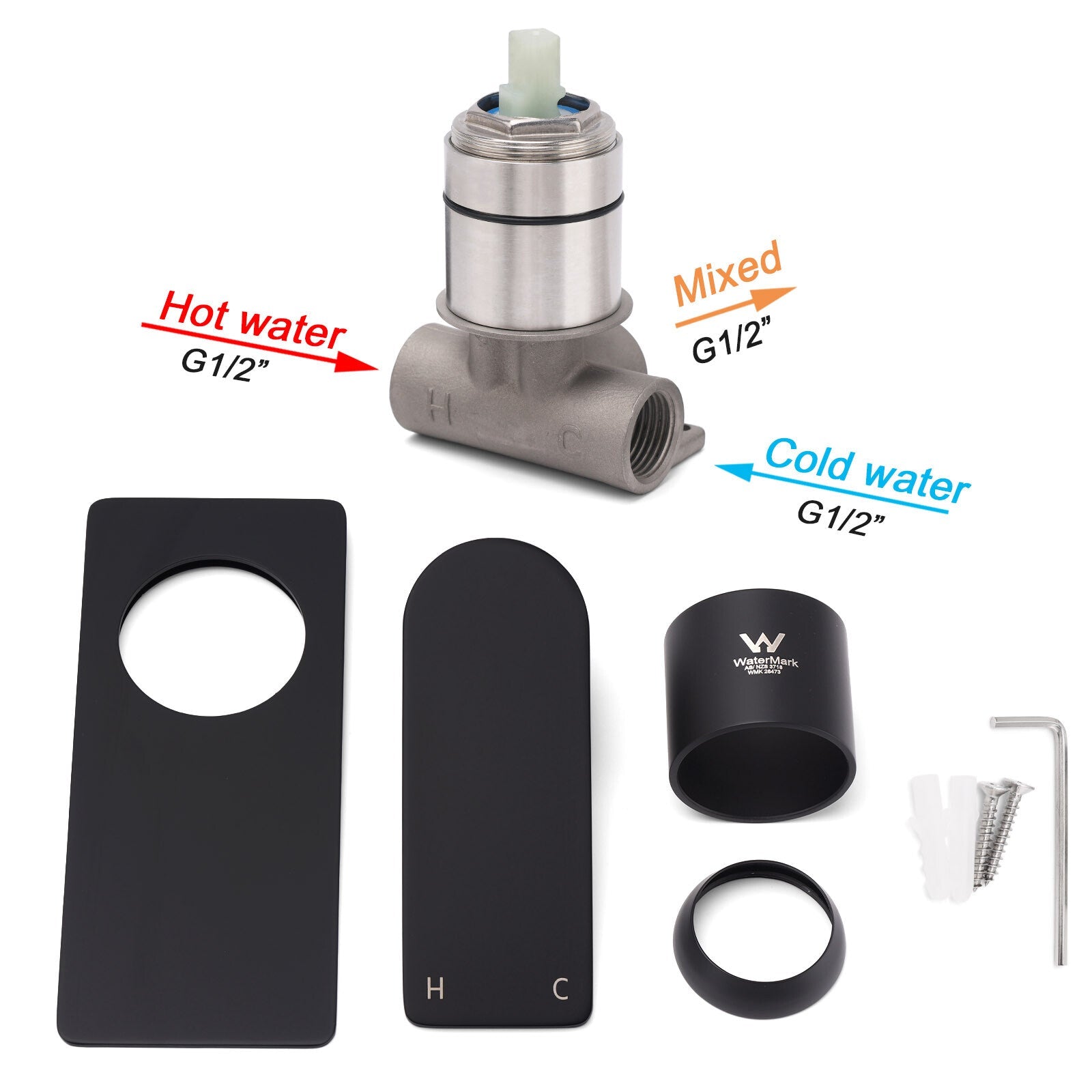 Matte Black Rectangle Shower Mixer Hot Cold Control Tap 35mm Ceramic Cartridge - Furniture > Bathroom > Shower Heads & Screens - Rivercity House & Home Co. (ABN 18 642 972 209) - Affordable Modern Furniture Australia