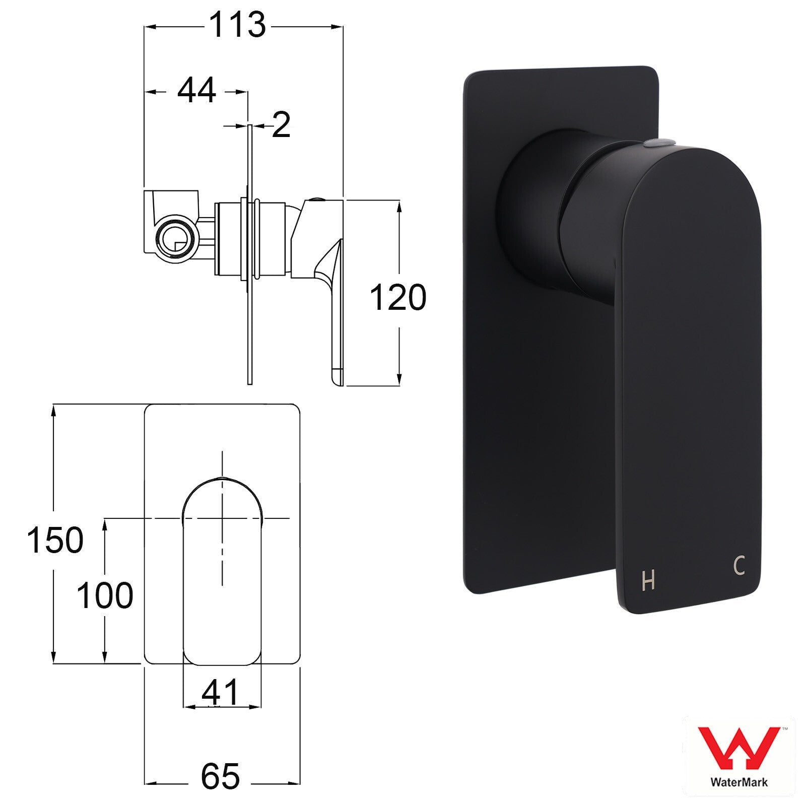 Matte Black Rectangle Shower Mixer Hot Cold Control Tap 35mm Ceramic Cartridge - Furniture > Bathroom > Shower Heads & Screens - Rivercity House & Home Co. (ABN 18 642 972 209) - Affordable Modern Furniture Australia