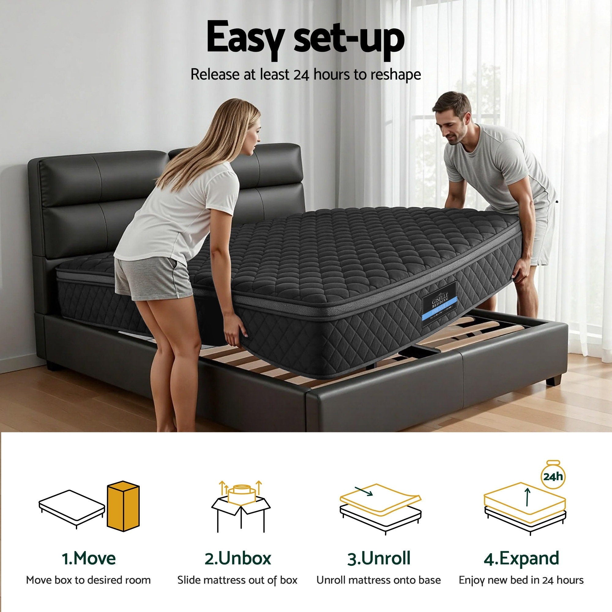 Mattress 34cm 5 - Zone Pocket Spring Egg - crate Memory Foam Double - Furniture > Mattresses > Double Mattress - Rivercity House & Home Co. (ABN 18 642 972 209) - Affordable Modern Furniture Australia