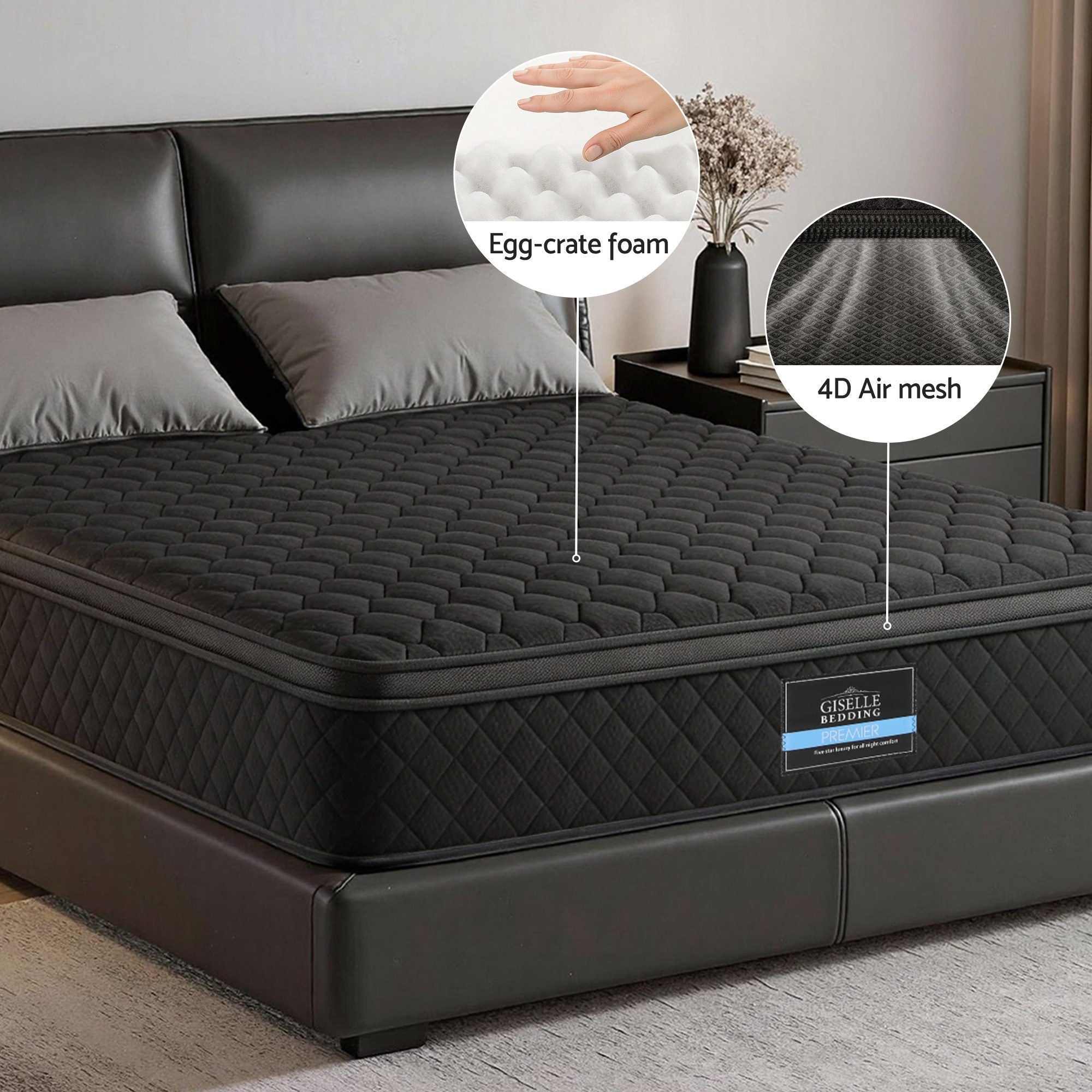 Mattress 34cm 5 - Zone Pocket Spring Egg - crate Memory Foam Double - Furniture > Mattresses > Double Mattress - Rivercity House & Home Co. (ABN 18 642 972 209) - Affordable Modern Furniture Australia