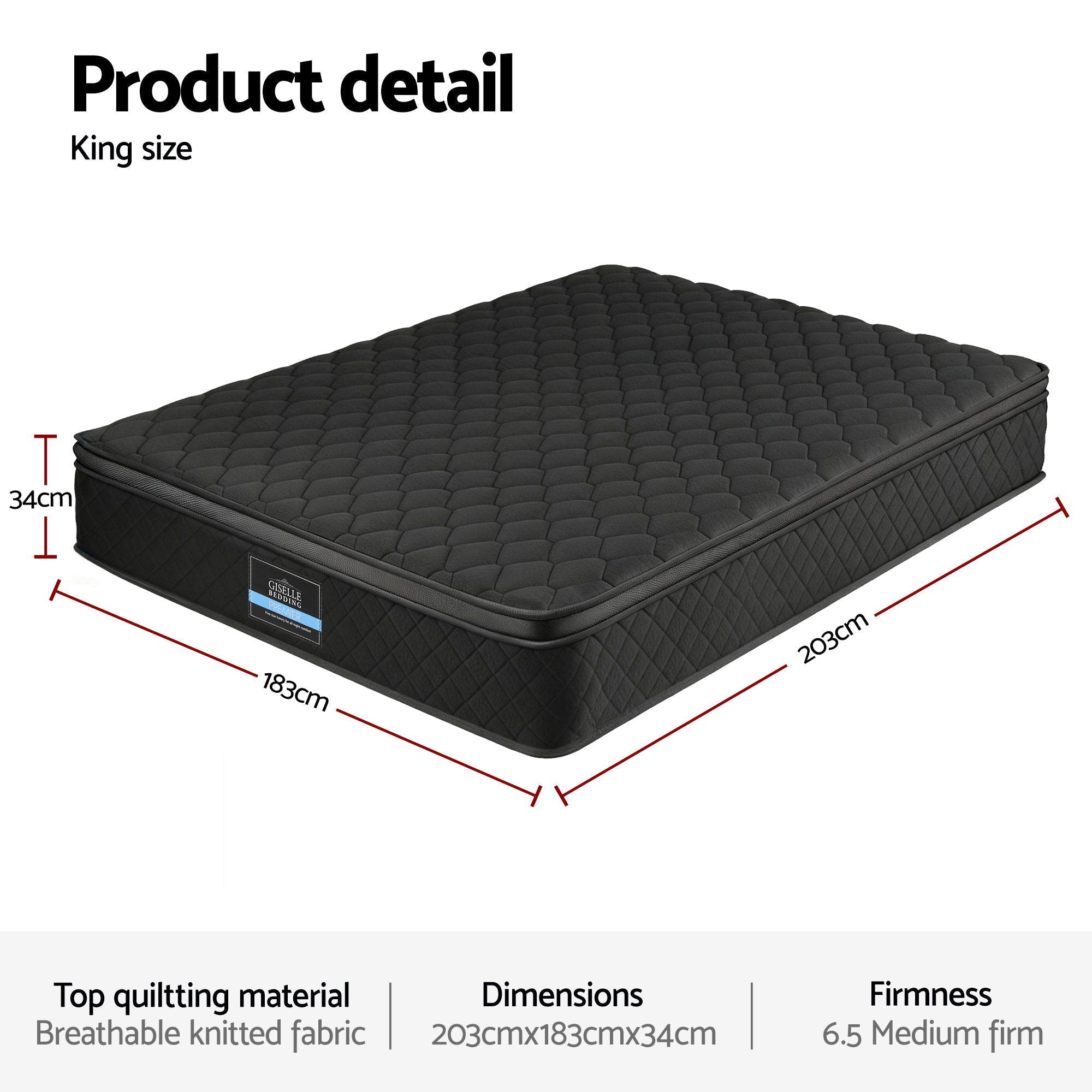 Mattress 34cm 5 - Zone Pocket Spring Egg - crate Memory Foam King - Furniture > Mattresses > King Size Mattress - Rivercity House & Home Co. (ABN 18 642 972 209) - Affordable Modern Furniture Australia