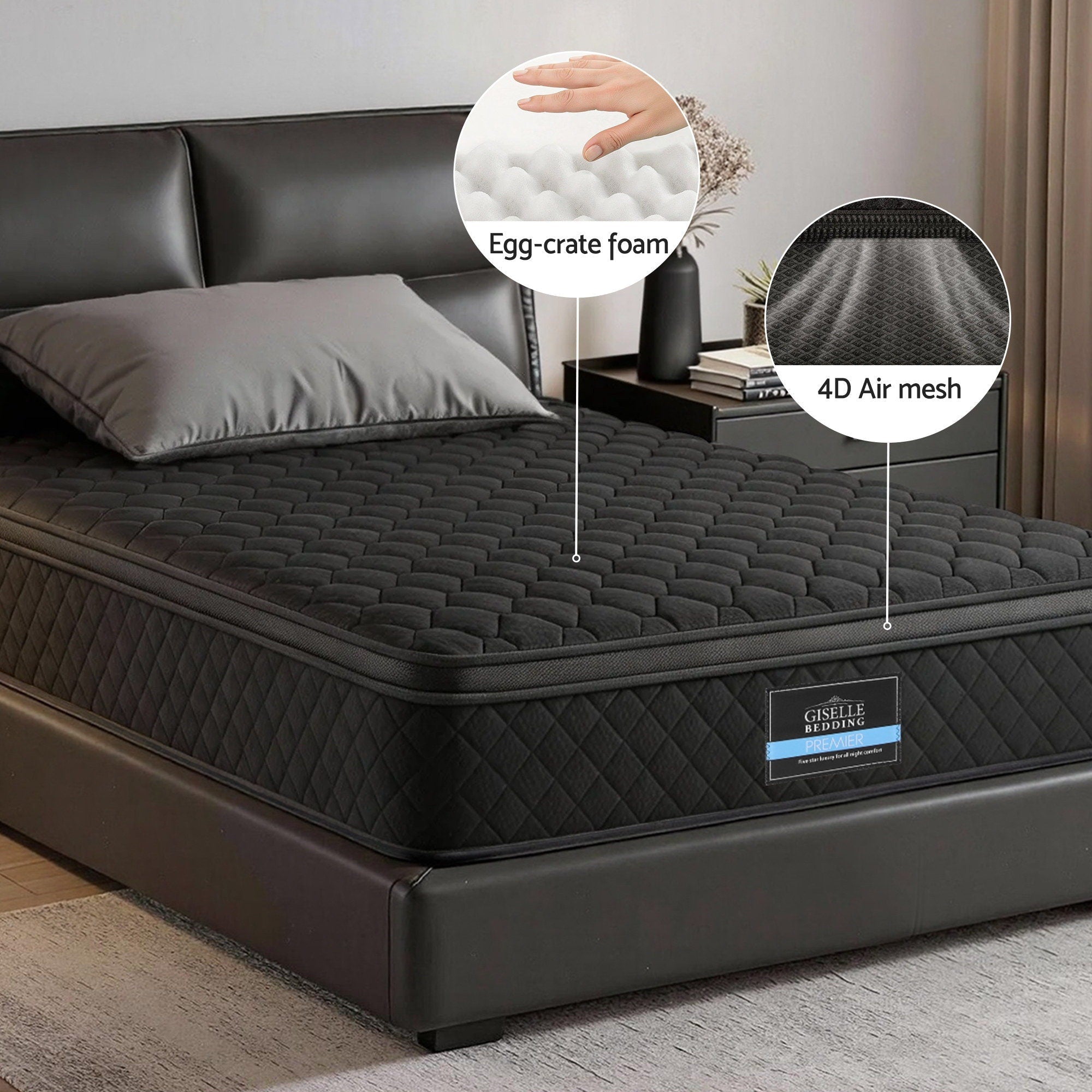 Mattress 34cm 5 - Zone Pocket Spring Egg - crate Memory Foam Single - Furniture > Mattresses > Single Mattress - Rivercity House & Home Co. (ABN 18 642 972 209) - Affordable Modern Furniture Australia
