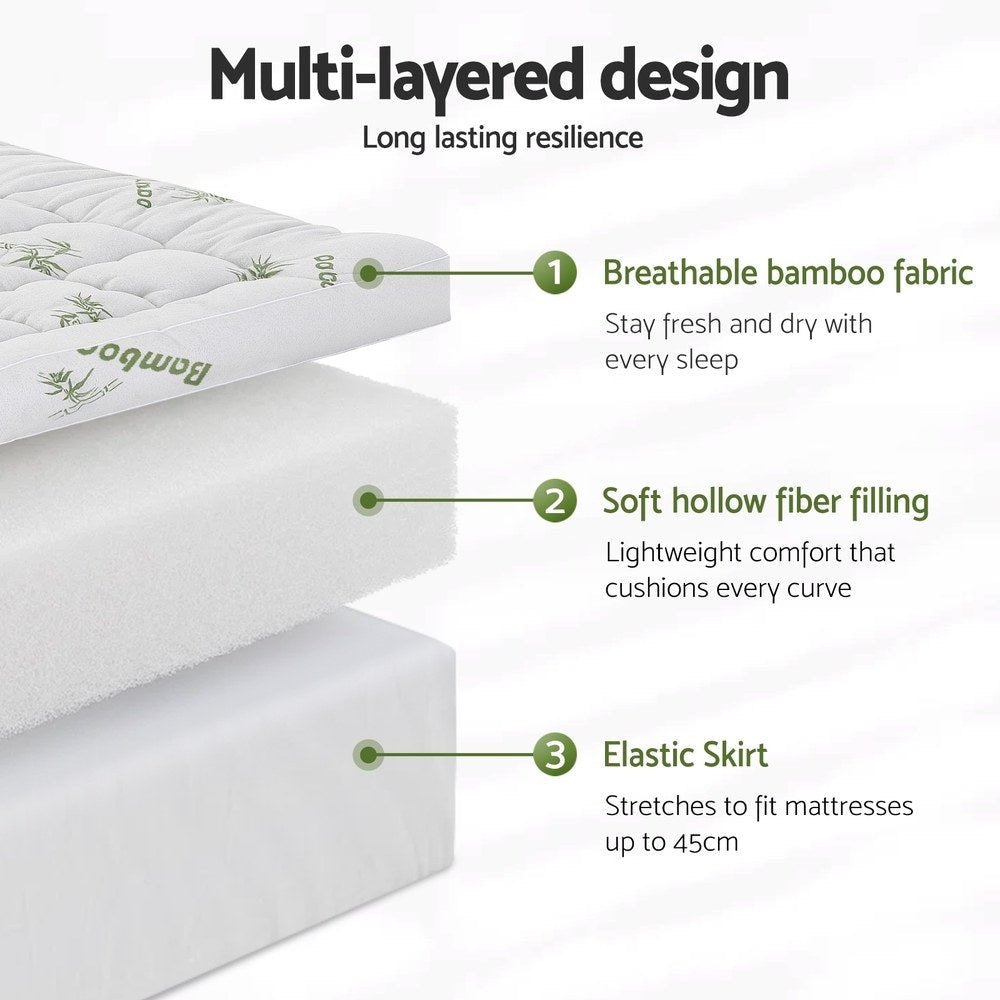 Mattress Topper 11cm Pillowtop toppers Bamboo King - Furniture > Mattresses > Mattress Toppers - Rivercity House & Home Co. (ABN 18 642 972 209) - Affordable Modern Furniture Australia