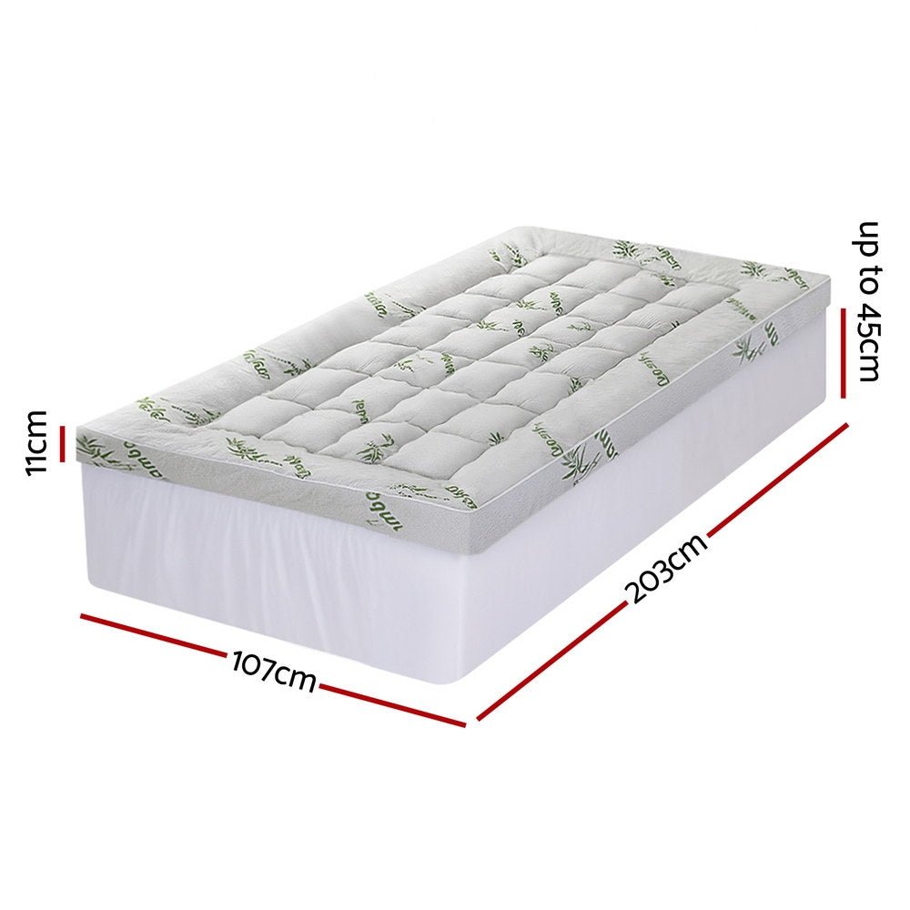 Mattress Topper 11cm Pillowtop toppers Bamboo King Single - Furniture > Mattresses > Mattress Toppers - Rivercity House & Home Co. (ABN 18 642 972 209) - Affordable Modern Furniture Australia