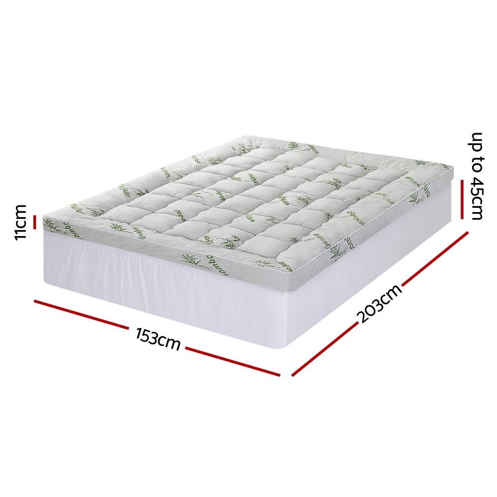 Mattress Topper 11cm Pillowtop toppers Bamboo Queen - Furniture > Mattresses > Mattress Toppers - Rivercity House & Home Co. (ABN 18 642 972 209) - Affordable Modern Furniture Australia