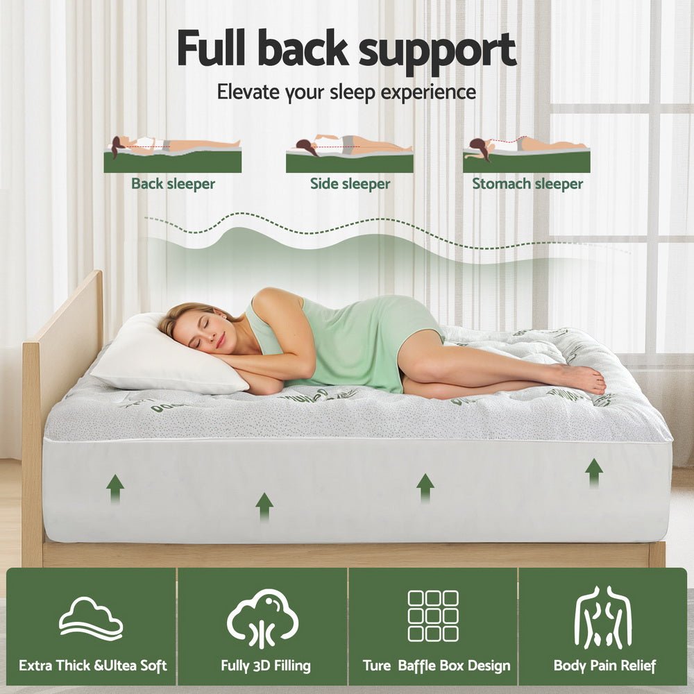 Mattress Topper 5cm Pillowtop toppers Bamboo Double - Furniture > Mattresses > Mattress Toppers - Rivercity House & Home Co. (ABN 18 642 972 209) - Affordable Modern Furniture Australia