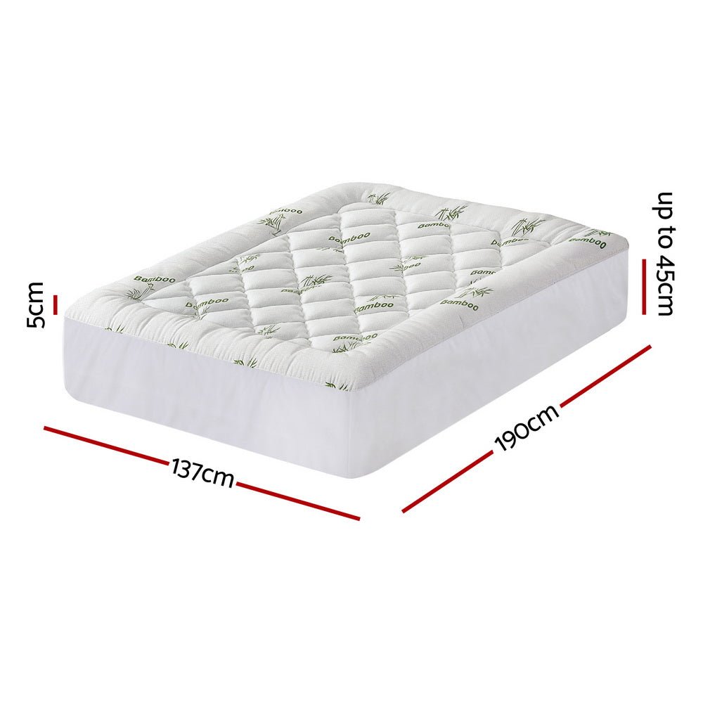 Mattress Topper 5cm Pillowtop toppers Bamboo Double - Furniture > Mattresses > Mattress Toppers - Rivercity House & Home Co. (ABN 18 642 972 209) - Affordable Modern Furniture Australia