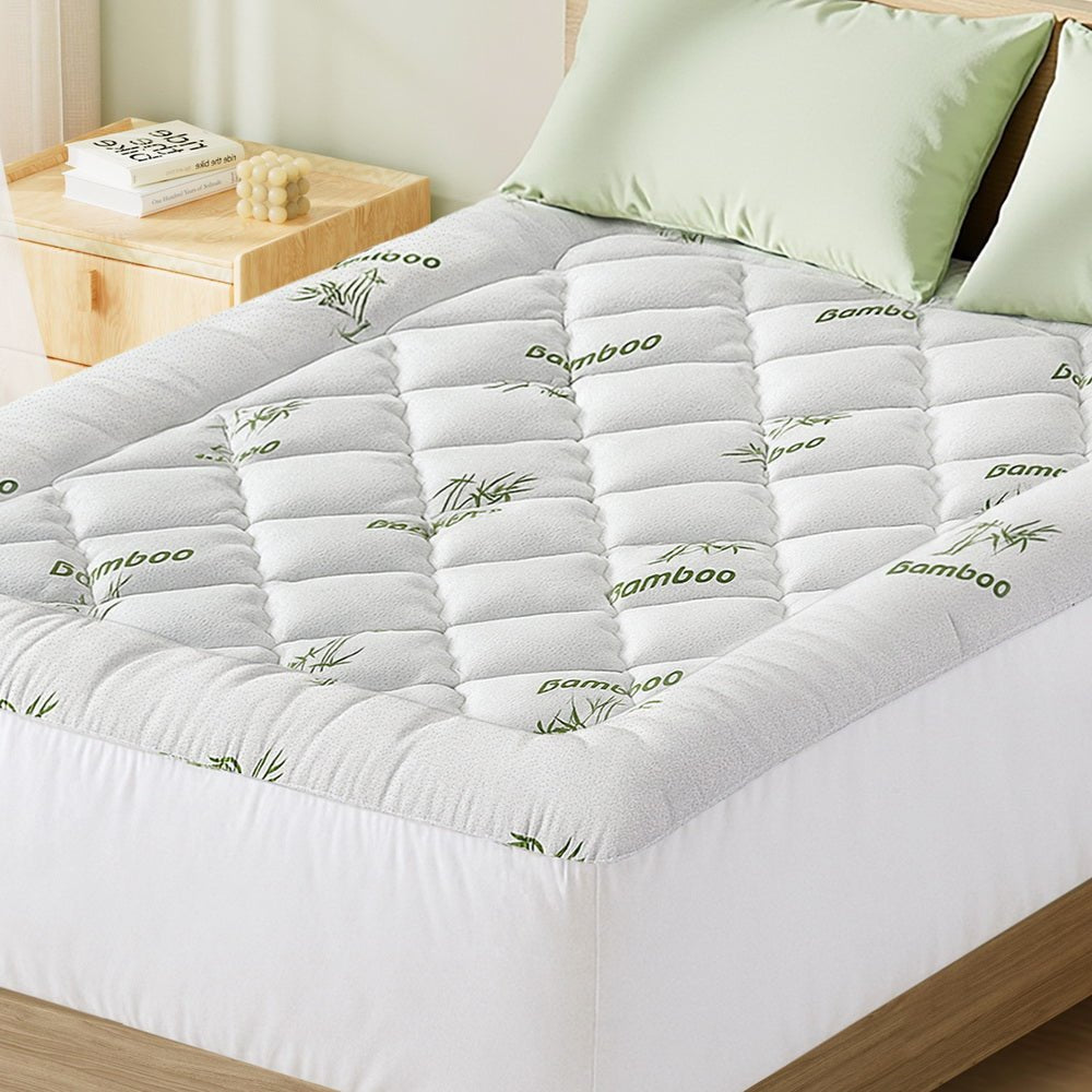 Mattress Topper 5cm Pillowtop toppers Bamboo Double - Furniture > Mattresses > Mattress Toppers - Rivercity House & Home Co. (ABN 18 642 972 209) - Affordable Modern Furniture Australia