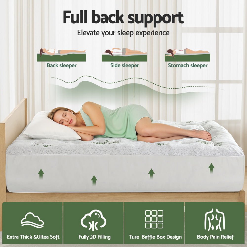 Mattress Topper 5cm Pillowtop toppers Bamboo King Single - Furniture > Mattresses > Mattress Toppers - Rivercity House & Home Co. (ABN 18 642 972 209) - Affordable Modern Furniture Australia